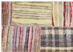Teselya 36305 Beige Striped Wool Handmade Area Rug 5'2" x 7'3"