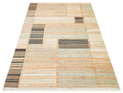 Washable Cotton Kilim - Grey Geometric Rug | Double Sided Flatweave Carpet