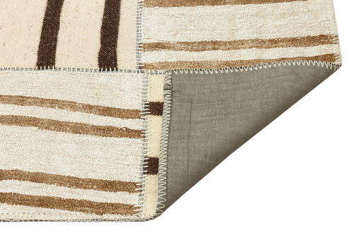 Teselya 36311 Beige Striped Wool Handmade Area Rug 5'3" x 7'8"