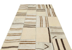 Teselya 36311 Beige Striped Wool Handmade Area Rug 5'3" x 7'8"