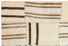 Teselya 36311 Beige Striped Wool Handmade Area Rug 5'3" x 7'8"
