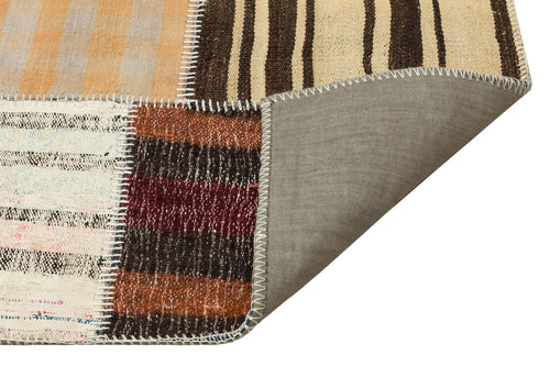 Teselya 36316 Beige Striped Wool Handmade Area Rug 5'3" x 7'7"