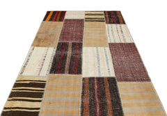 Teselya 36316 Beige Striped Wool Handmade Area Rug 5'3" x 7'7"