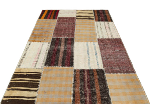 Teselya 36316 Beige Striped Wool Handmade Area Rug 5'3" x 7'7"