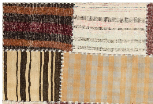 Teselya 36316 Beige Striped Wool Handmade Area Rug 5'3" x 7'7"