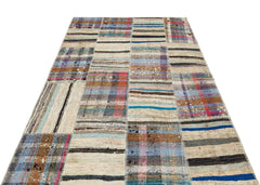 Teselya 36319 Beige Striped Wool Handmade Area Rug 5'1" x 7'7"