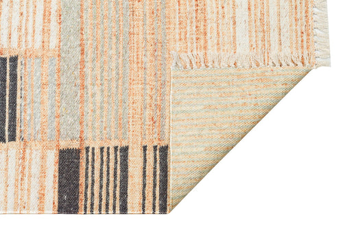 Washable Cotton Kilim - Grey Geometric Rug | Double Sided Flatweave Carpet