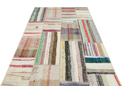 Teselya 36321 Beige Striped Wool Handmade Area Rug 5'2" x 7'8"