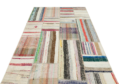 Teselya 36321 Beige Striped Wool Handmade Area Rug 5'2" x 7'8"