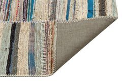 Teselya Beige Striped Wool Handmade Area Rug 4'11" x 7'7"