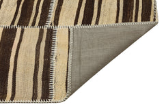 Teselya 36325 Beige Striped Wool Handmade Area Rug 5'2" x 7'3"