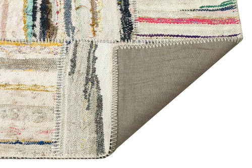 Teselya 36326 Beige Striped Wool Handmade Area Rug 5'2" x 7'7"