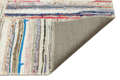 Teselya Beige Striped Wool Handmade Area Rug 5'1" x 7'8"