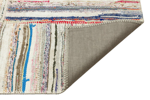 Teselya Beige Striped Wool Handmade Area Rug 5'1" x 7'8"