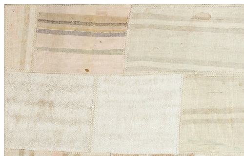 Teselya Beige Striped Wool Handmade Area Rug 4'8" x 7'6"