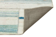 Teselya Beige Striped Wool Handmade Area Rug 5'3" x 7'10"