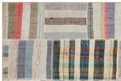 Teselya Beige Striped Wool Handmade Area Rug 5'0" x 7'5"