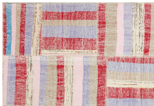 Teselya 36348 Red Striped Wool Handmade Area Rug 5'2" x 7'7"