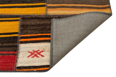 Teselya Red Striped Wool Handmade Area Rug 5'2" x 7'6"