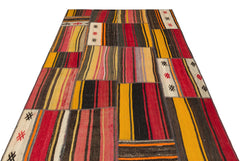 Teselya Red Striped Wool Handmade Area Rug 5'2" x 7'6"