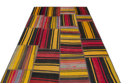 Teselya Yellow Striped Wool Handmade Area Rug 5'3" x 7'9"