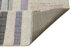 Teselya Beige Striped Wool Handmade Area Rug 4'11" x 7'5"