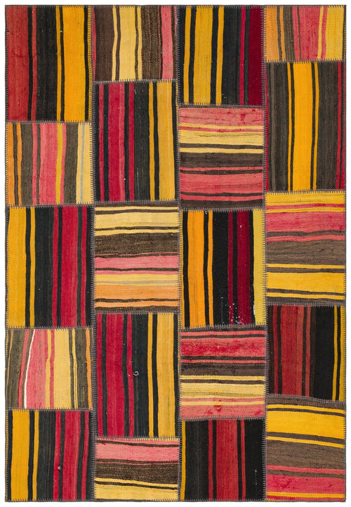 Teselya Yellow Vintage Wool Handmade Area Rug 5'2" x 7'6"