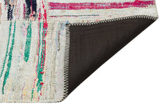 Teselya Beige Striped Wool Handmade Area Rug 5'0" x 7'8"