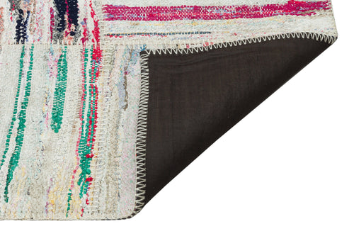 Teselya Beige Striped Wool Handmade Area Rug 5'0" x 7'8"