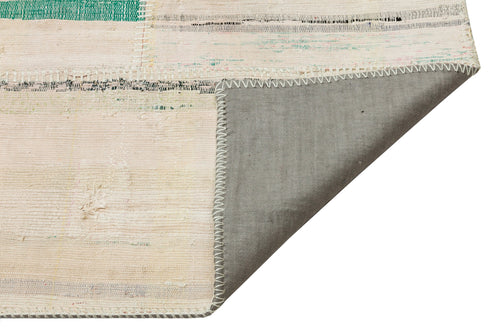 Teselya Beige Striped Wool Handmade Area Rug 4'11" x 7'3"