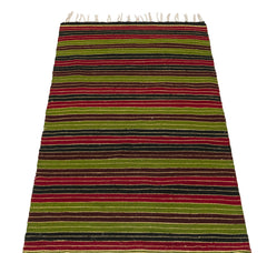 Girit Red Striped Wool Handmade Area Rug 2'2" x 3'6"