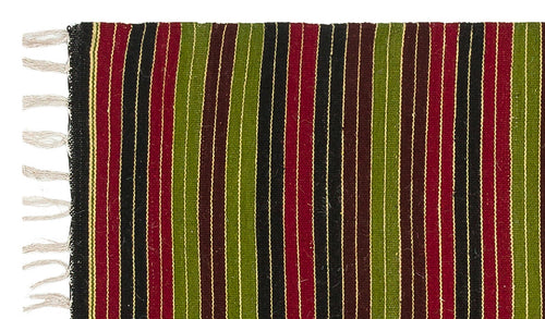 Girit Red Striped Wool Handmade Area Rug 2'2" x 3'6"