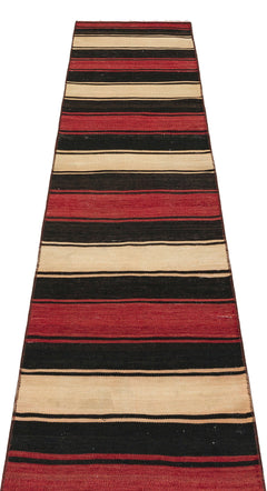 Girit Multy Striped Wool Handmade Area Rug 1'10" x 7'5"