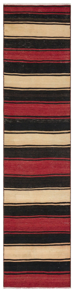 Girit Multy Striped Wool Handmade Area Rug 1'10" x 7'5"