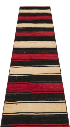 Girit Multy Striped Wool Handmade Area Rug 1'10" x 7'3"