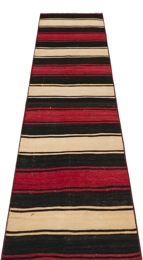 Girit Multy Striped Wool Handmade Area Rug 1'10" x 7'3"