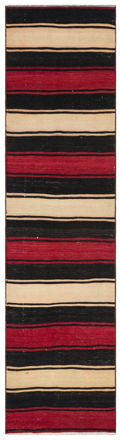 Girit Multy Striped Wool Handmade Area Rug 1'10" x 7'3"