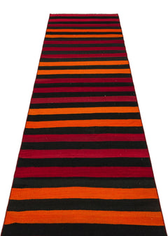 Girit Red Striped Wool Handmade Area Rug 2'8" x 9'7"