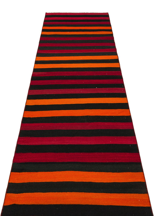 Girit Red Striped Wool Handmade Area Rug 2'8" x 9'7"
