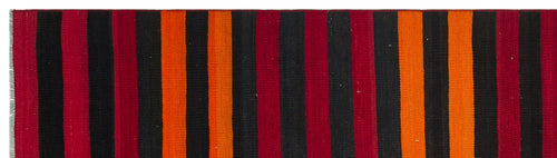 Girit Red Striped Wool Handmade Area Rug 2'8" x 9'7"