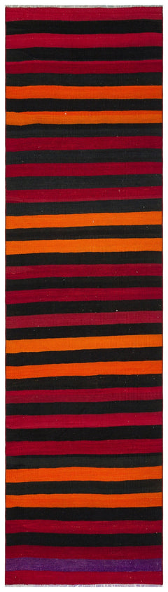 Girit Red Striped Wool Handmade Area Rug 2'8" x 9'7"