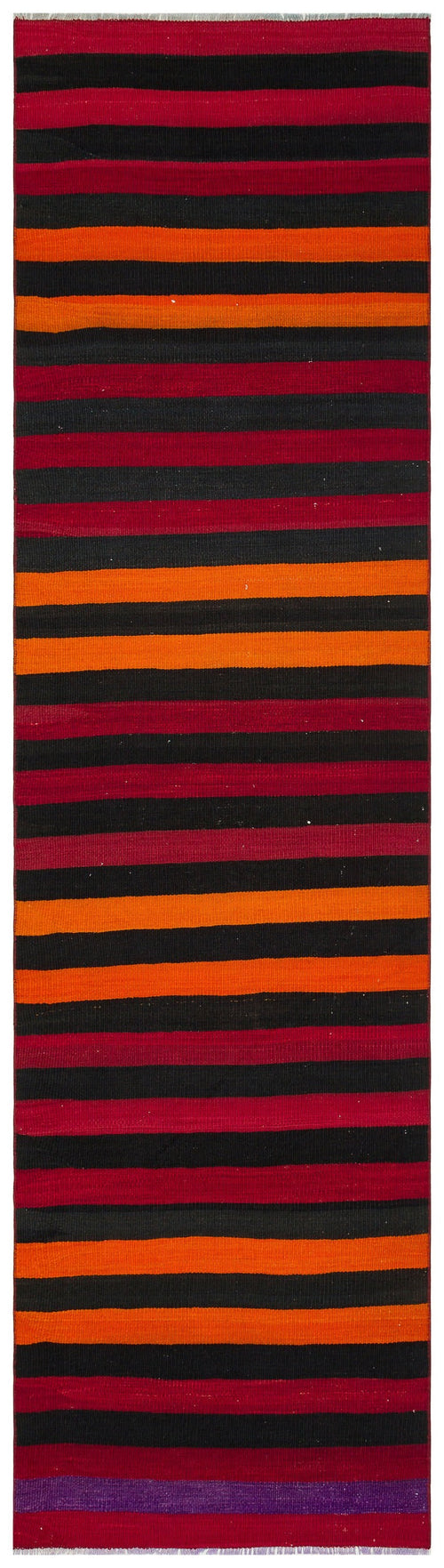 Girit Red Striped Wool Handmade Area Rug 2'8" x 9'7"
