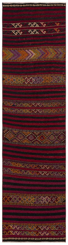 Girit Multy Striped Wool Handmade Area Rug 2'6" x 9'4"