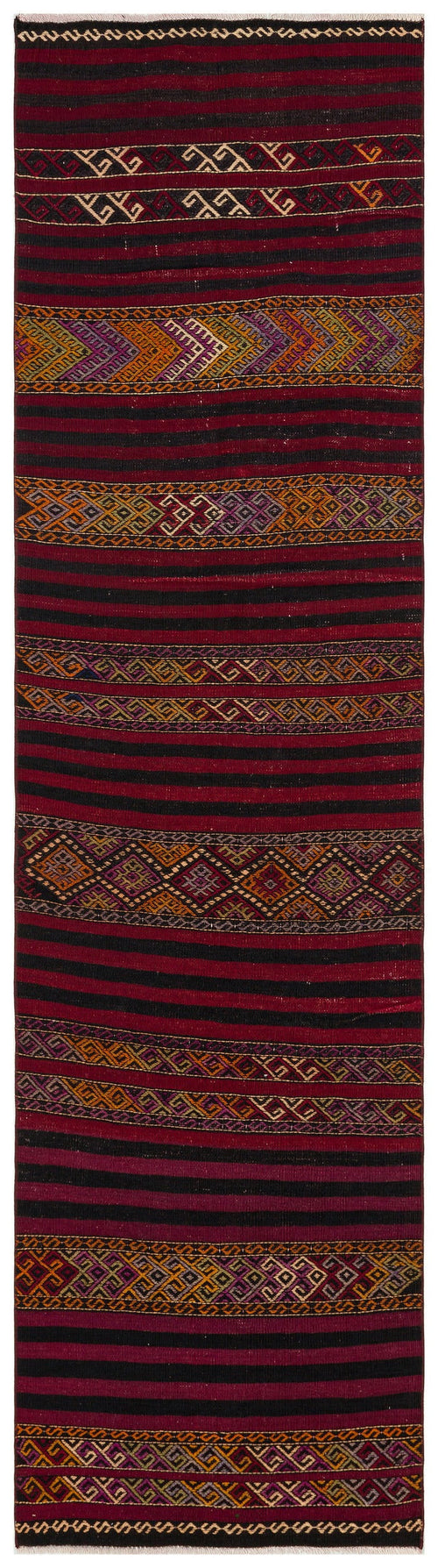 Girit Multy Striped Wool Handmade Area Rug 2'6" x 9'4"