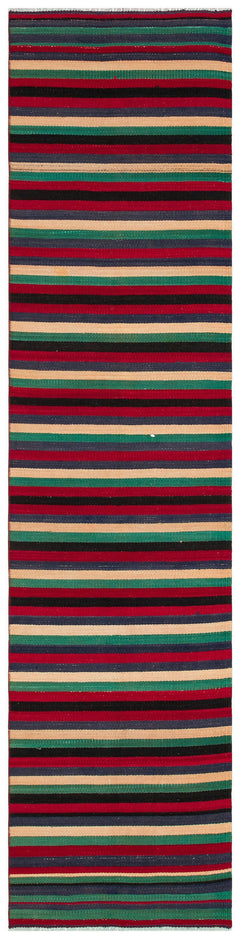 Girit Multy Striped Wool Handmade Area Rug 2'4" x 9'6"