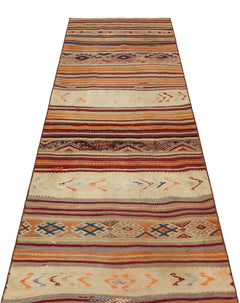 Girit Multy Striped Wool Handmade Area Rug 2'8" x 7'7"
