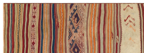 Girit Multy Striped Wool Handmade Area Rug 2'8" x 7'7"