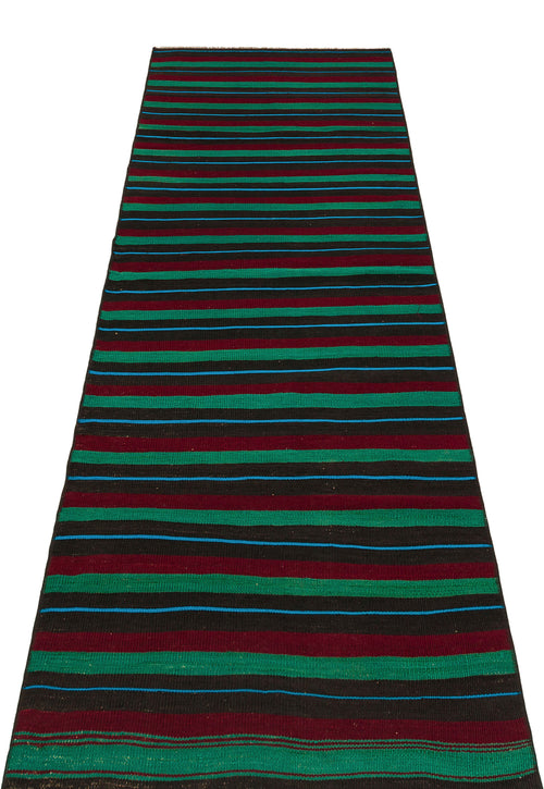 Girit Brown Striped Wool Handmade Area Rug 2'5" x 8'4"