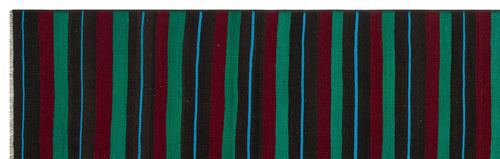 Girit Brown Striped Wool Handmade Area Rug 2'5" x 8'4"