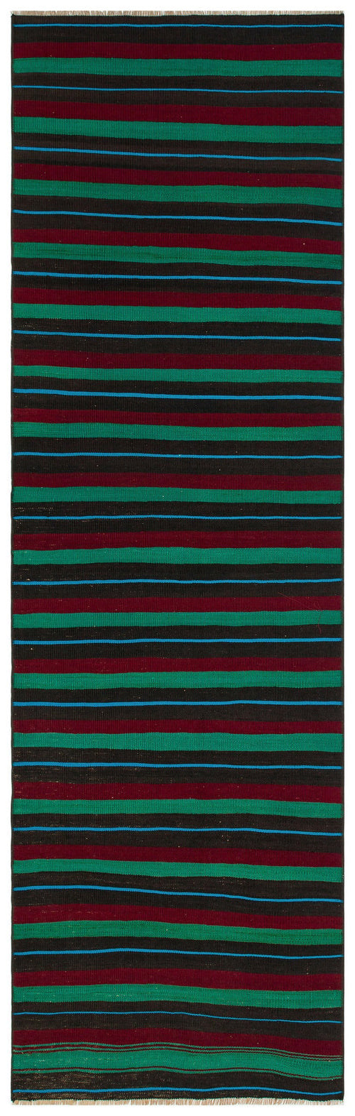 Girit Brown Striped Wool Handmade Area Rug 2'5" x 8'4"